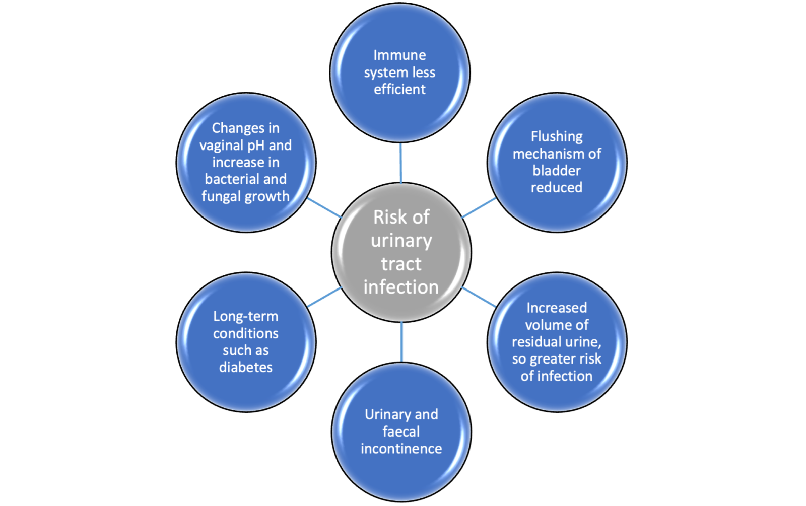 Figure 1. Age-related changes in women that can increase the risk of a urinary tract infection developing.